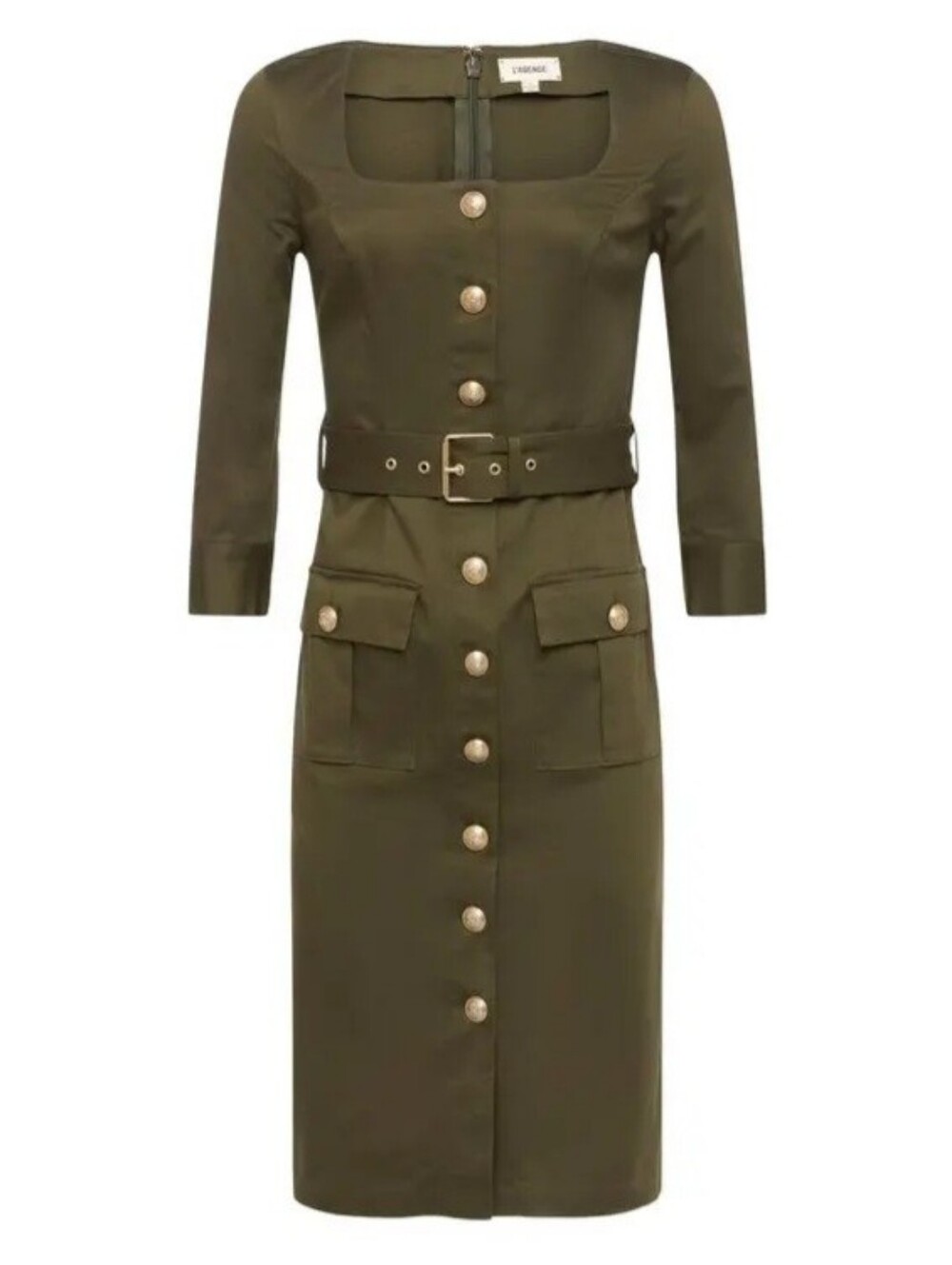 NWT$525 L'AGENCE sz 10 Green Button-Front Bordeaux 3/4 Sleeve Midi Dress